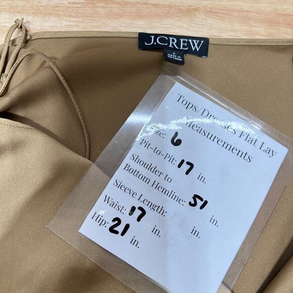 J.Crew Gwyneth Slip Dress in Luster Charmeuse Satin Women's 6 Gold - Picture 10 of 10